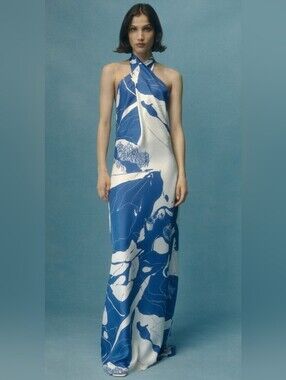 Christopher Esber Printed silk-twill halterneck dress AU12/US8